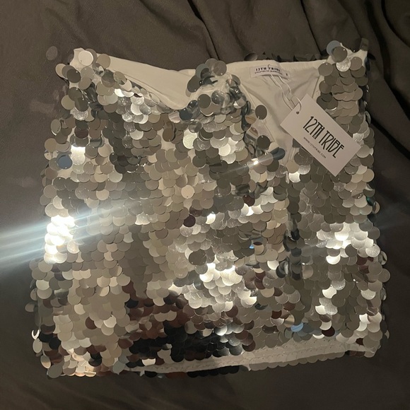 Pippa Silver Disco Mini Skirt - 12th Tribe - Picture 3 of 8